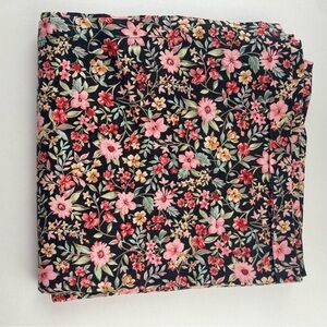 Floral Patterned Fabric for Fiber Arts Crafts Sew Projects Black Flowers Unique